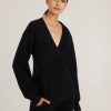 Women Marissa Webb | Fritz Ribbed Cashmere Blend V Neck Sweater In Black