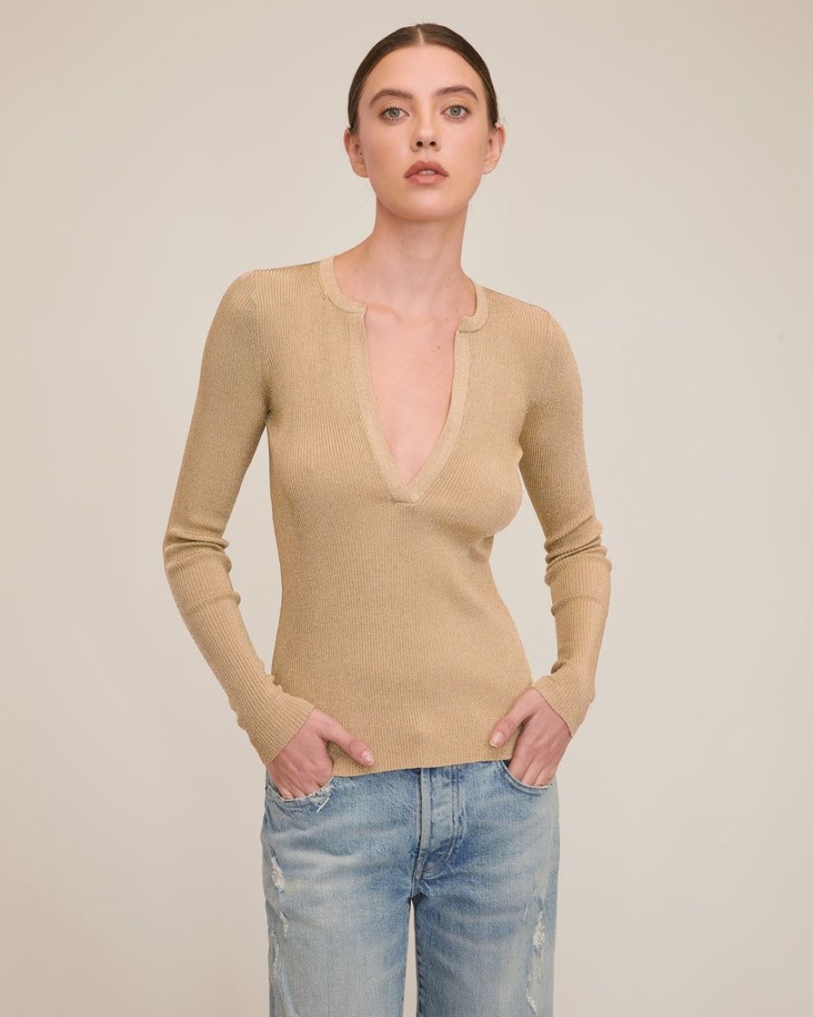 Women Marissa Webb | Daria Ribbed Sweater Henley Midas