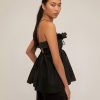 Women Marissa Webb | Jayce Linen Laced Empire Top In Black Linen Black