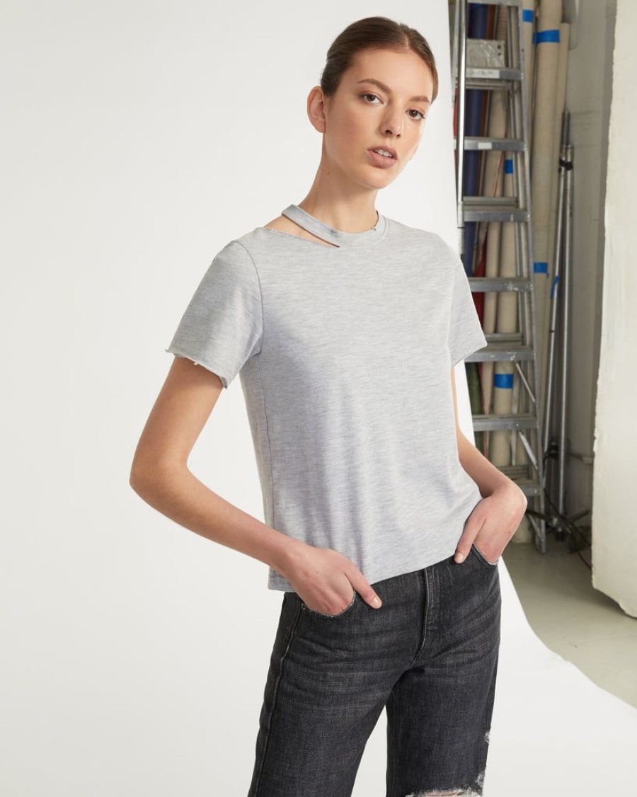 Women Marissa Webb | Tate Cut Out Tee In Light Heather Grey