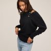 Women Marissa Webb | Braxton Double Button Crewneck Sweater In Black