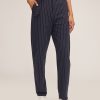 Women Marissa Webb | Allan Pinstripe Barrel Pant Navy Beige Pinstripe