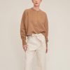 Women Marissa Webb | So Uptight Plush Plunge Henley Sweatshirt In Light Mocha