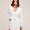 Women Marissa Webb | Elliot Cut Out Neck Oxford Mini Dress White