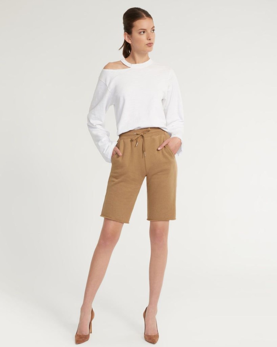 Women Marissa Webb | Romy Raw Edge French Terry Bermuda Short In Light Mocha