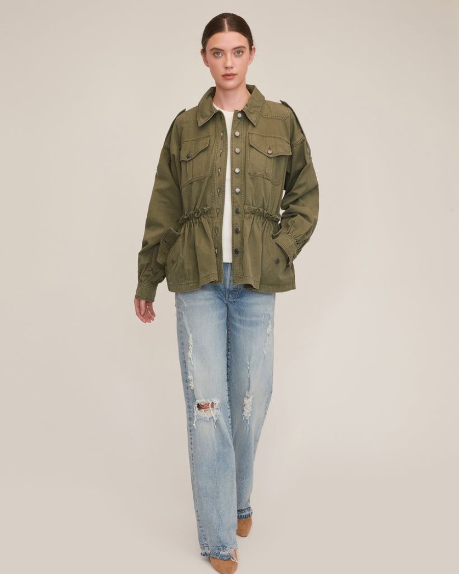 Women Marissa Webb | Marshall Washed Canvas Jacket Military Green