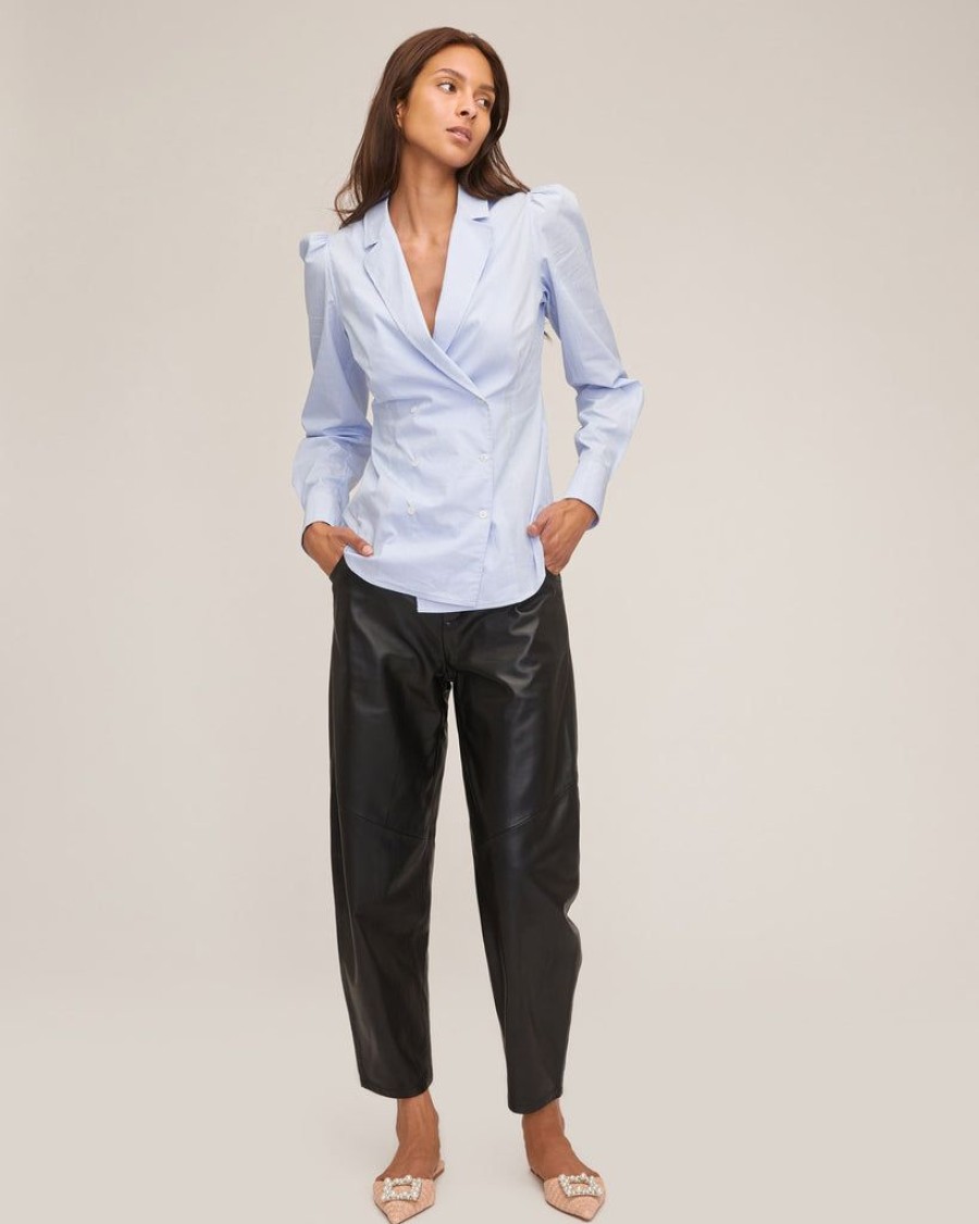 Women Marissa Webb | Hadley Double Button Down Peri Blue Pinstripe