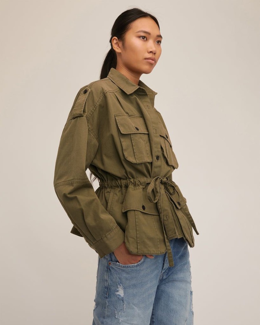 Women Marissa Webb | Dante Washed Canvas Cropped Utility Jacket Military Green