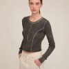 Women Marissa Webb | Stretch Waffle Mabel Seamed Henley In Ash