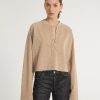 Women Marissa Webb | So Uptight Lightweight Slub Cotton Plunge Henley In Stone Taupe