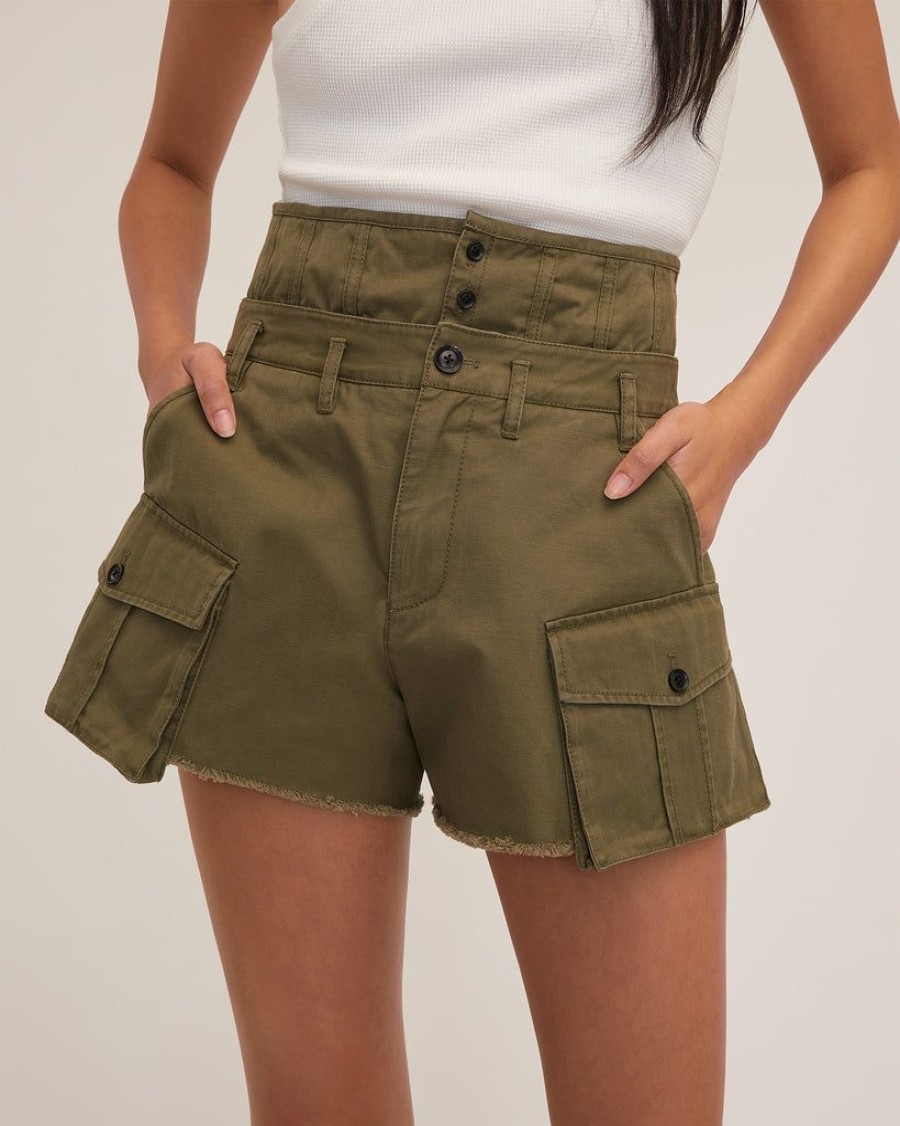 Women Marissa Webb | Easton Canvas Corset Cargo Short Military Green