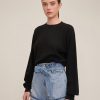 Women Marissa Webb | So Uptight Waffle Knit Crewneck In Black