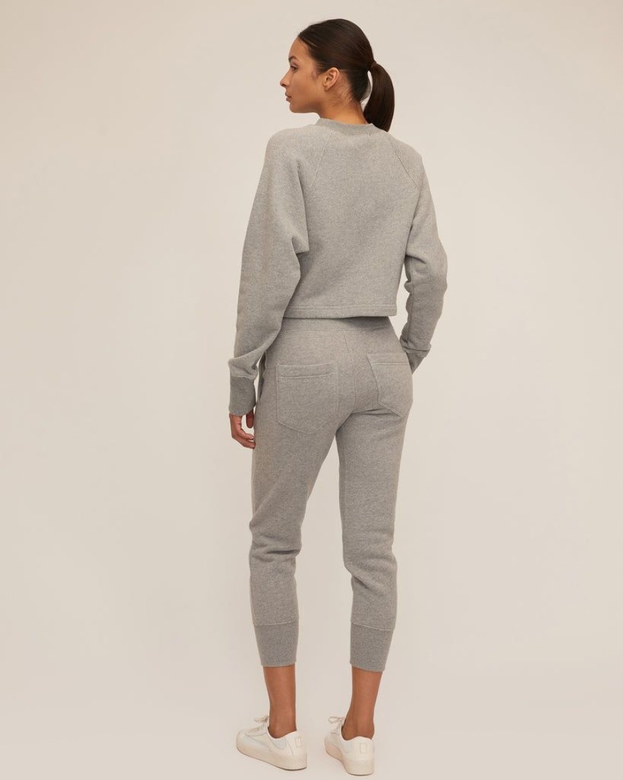 Women Marissa Webb | So Uptight Cropped Raglan French Terry Sweatshirt In Heather Grey