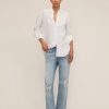 Women Marissa Webb | Dallas Linen Boyfriend Button Down With Obi Belt Linen White