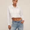 Women Marissa Webb | Davie Cropped Sateen Boyfriend Button Down Washed White