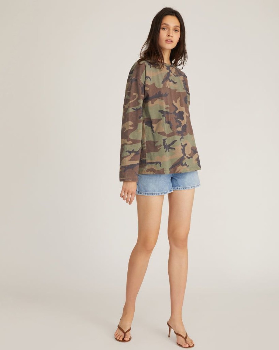 Women Marissa Webb | So Relaxed Boyfriend Slub Jersey Long Sleeve Camo Tee Woodland Camo