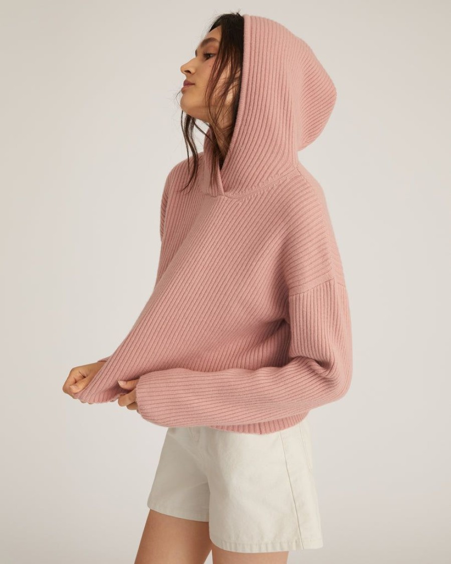 Women Marissa Webb | Arie Ribbed Cashmere Blend Drop Shoulder Hoodie Fig