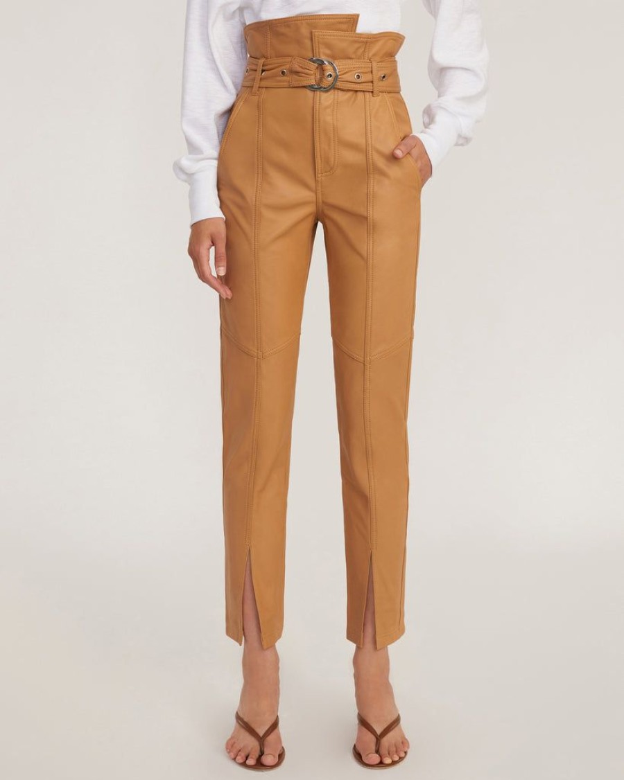 Women Marissa Webb | Anniston Split Hem Leather Pant In Fawn