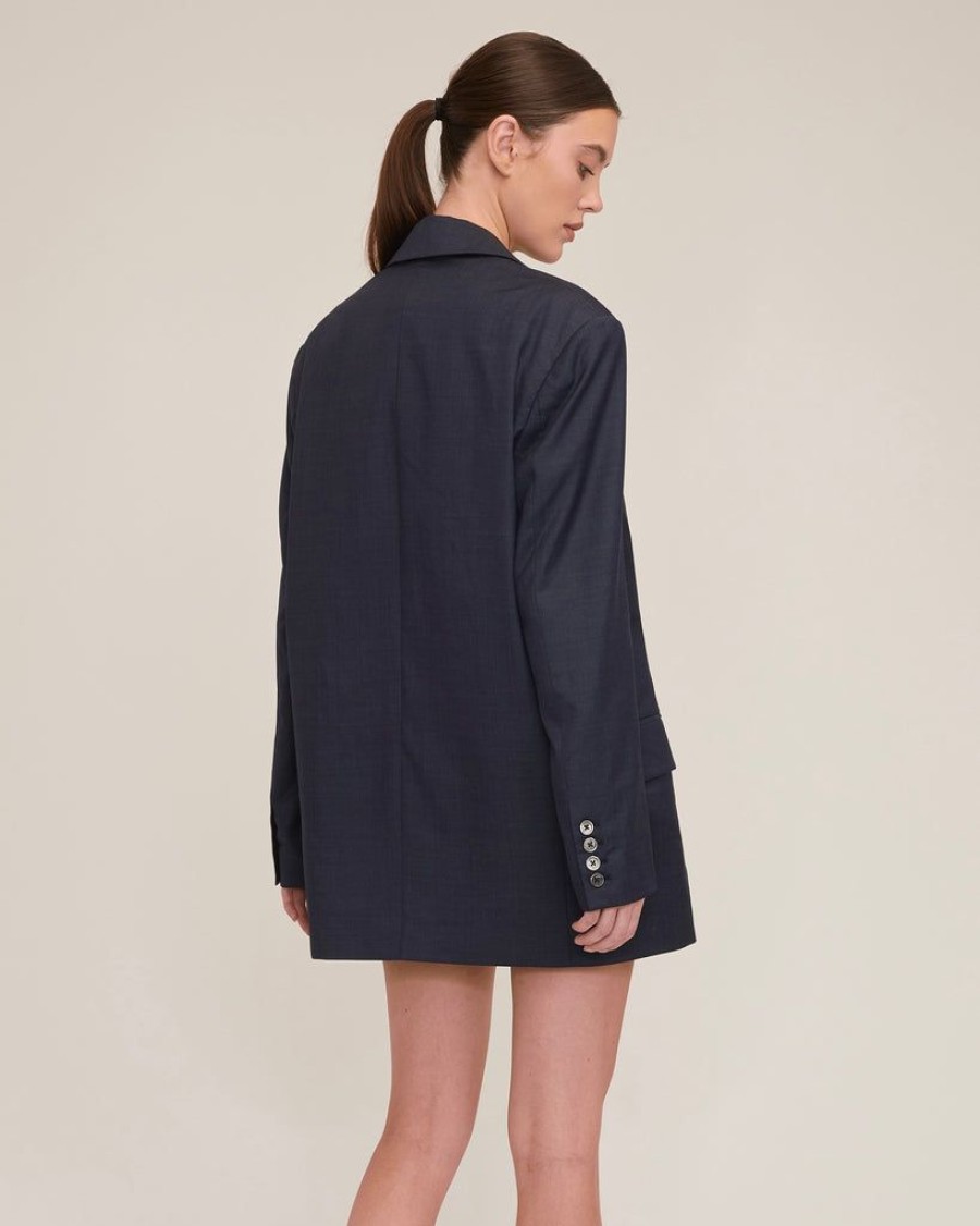 Women Marissa Webb | Cohen Boyfriend Wool Blazer Dress Remi Navy