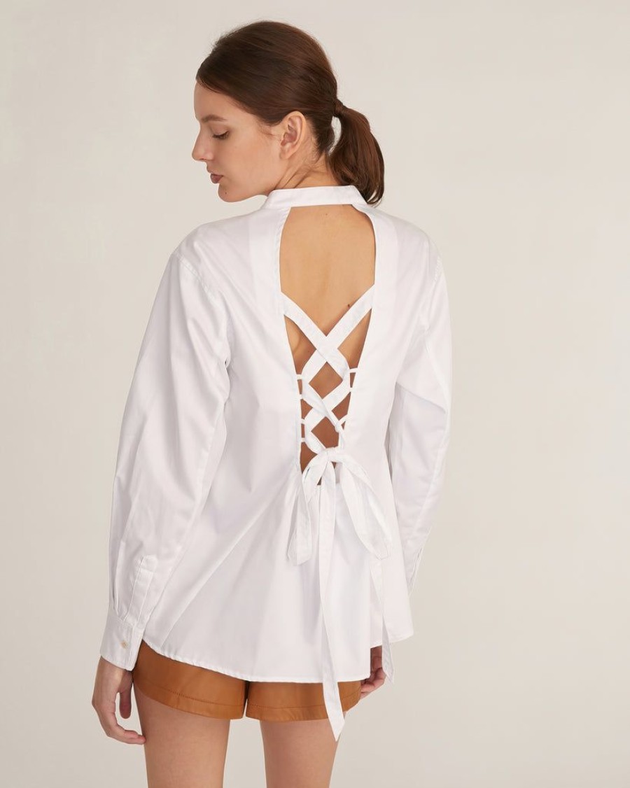 Women Marissa Webb | Lennox Tie-Back Cotton Button Down White