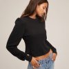 Women Marissa Webb | Blair Waffle Knit Puff Sleeve Pullover In Black