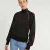 Women Marissa Webb | So Uptight French Terry Funnel Neck Zip Sweatshirt In Black