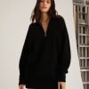 Women Marissa Webb | Wesley Slouchy Zip Front Cashmere Blend Sweater Dress In Black