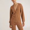 Women Marissa Webb | Fritz Ribbed Cashmere Blend V Neck Sweater In Camel