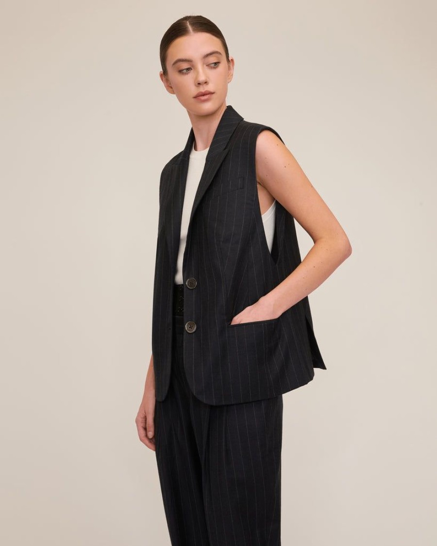 Women Marissa Webb | Arley Pinstripe Boy Blazer Vest Tatum Pinstripe