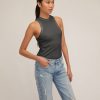 Women Marissa Webb | Stretch Waffle Bay Slim Knit Tank In Ash