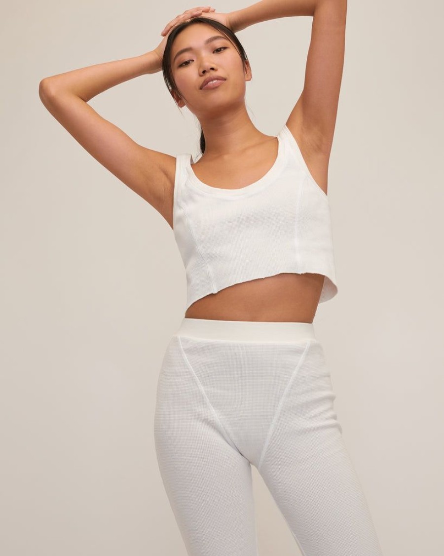 Women Marissa Webb | Stretch Waffle Beau Seamed Cropped Tank In Off White