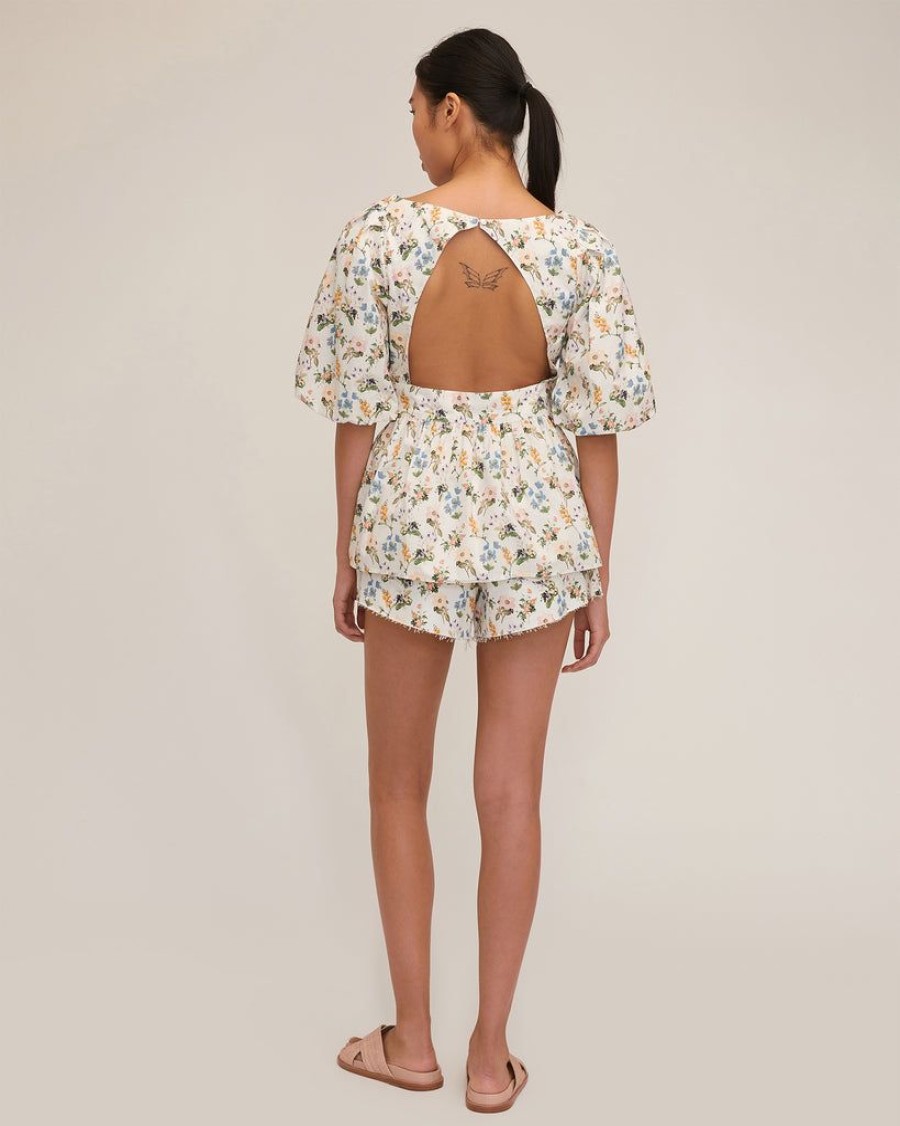 Women Marissa Webb | Griffin Botanical Floral Open Back Top Botanical Print