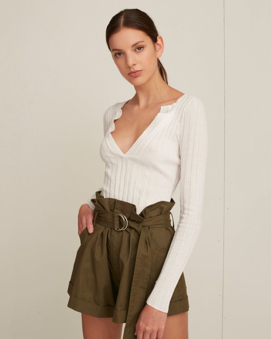 Women Marissa Webb | Dixon Paper Bag Lightweight Canvas Short In Forest