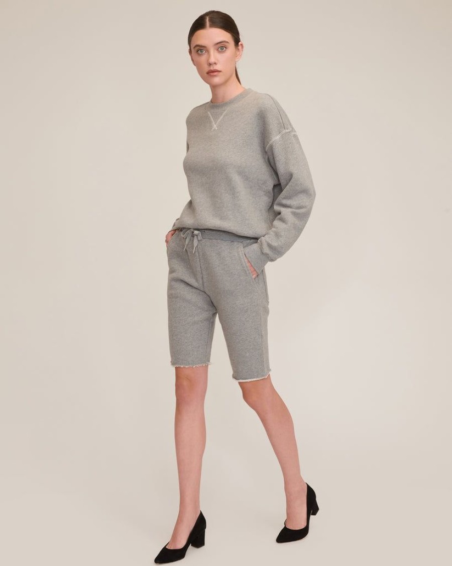 Women Marissa Webb | Romy Raw Edge French Terry Bermuda Short In Heather Grey