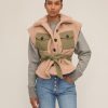 Women Marissa Webb | Frankie Sherpa Twill Vest Fern French Beige Combo