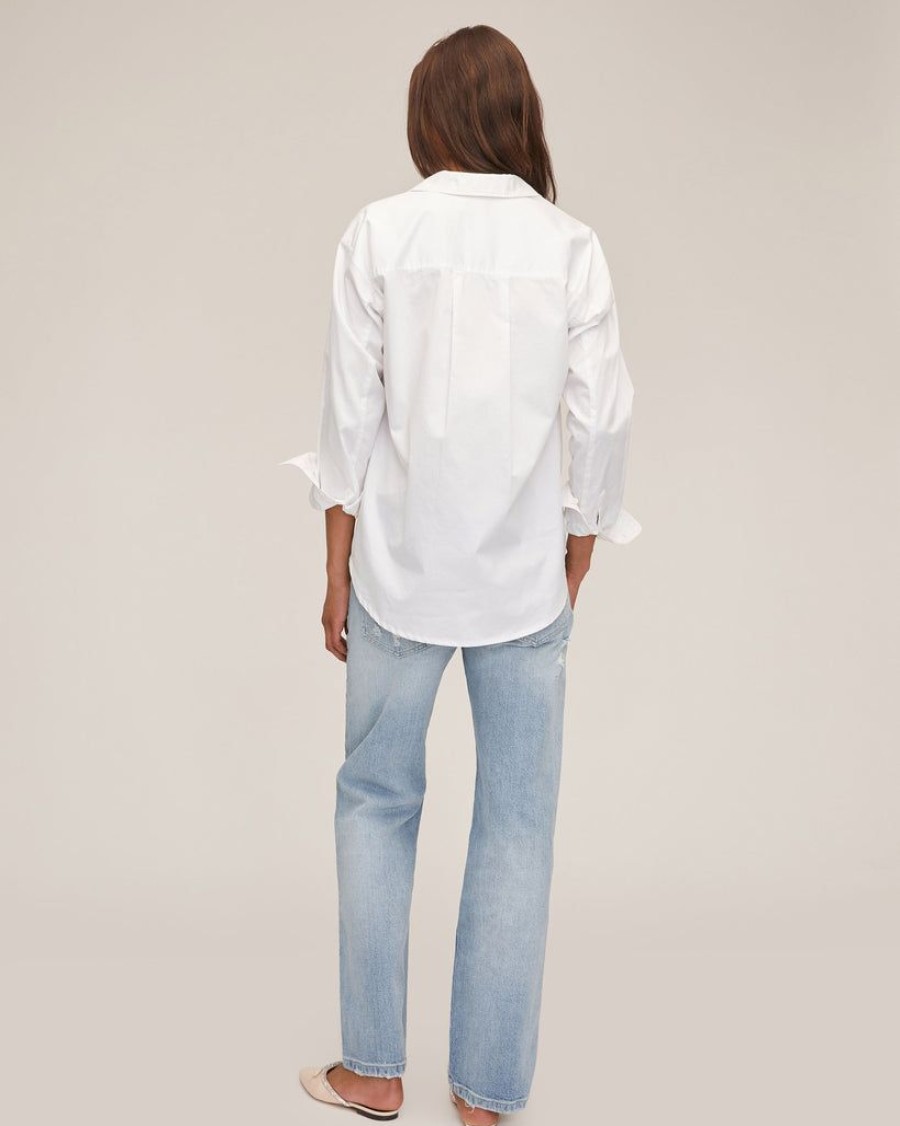 Women Marissa Webb | Miro U-Neck Sateen Boyfriend Button Down White