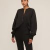 Women Marissa Webb | So Uptight French Terry Plunge Henley Sweatshirt In Black