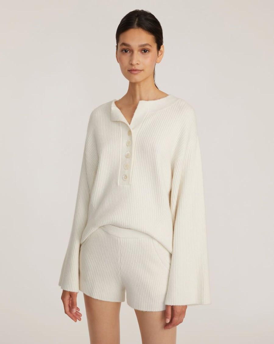 Women Marissa Webb | Arie Ribbed Cashmere Blend Short Cream