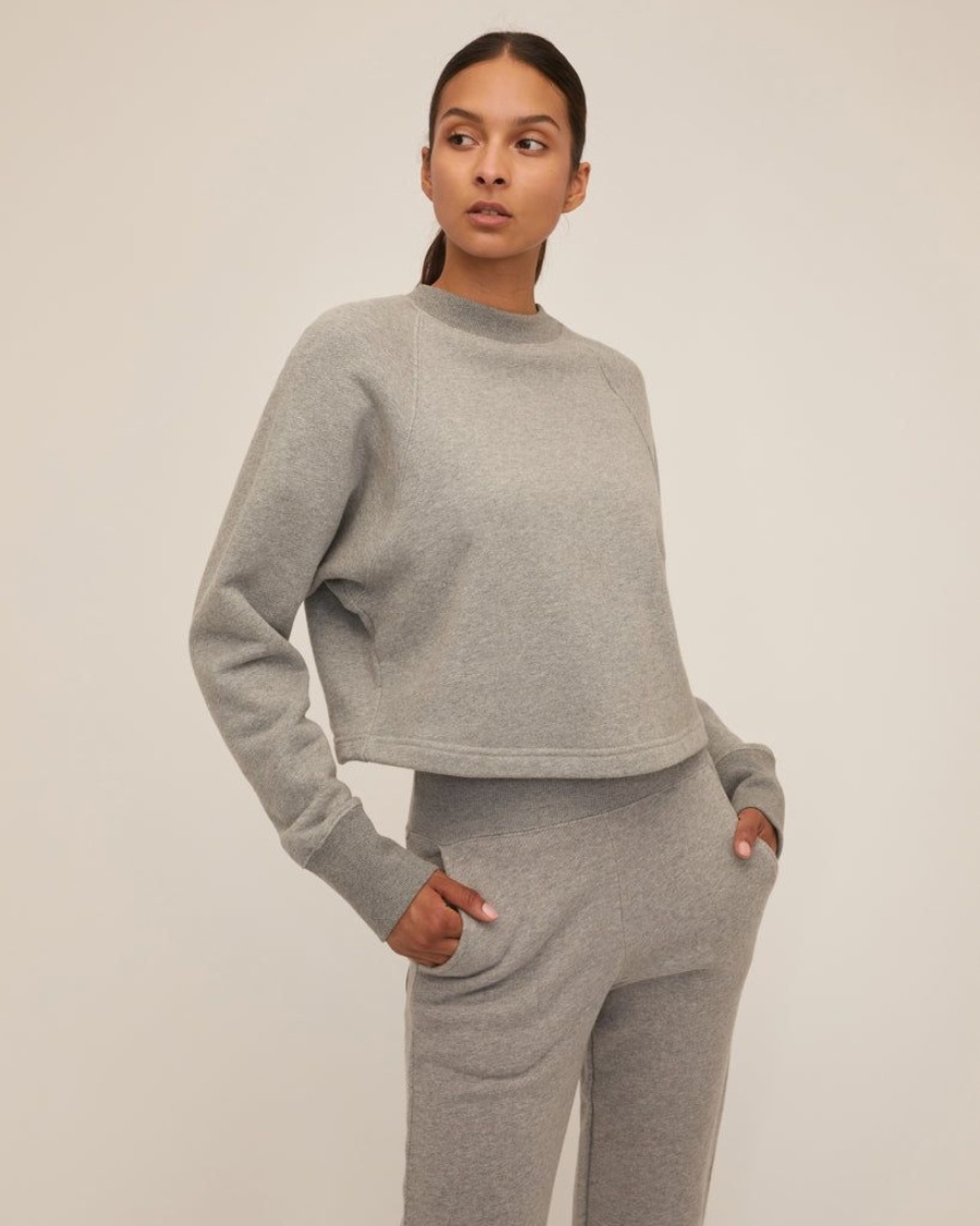 Women Marissa Webb | So Uptight Cropped Raglan French Terry Sweatshirt In Heather Grey