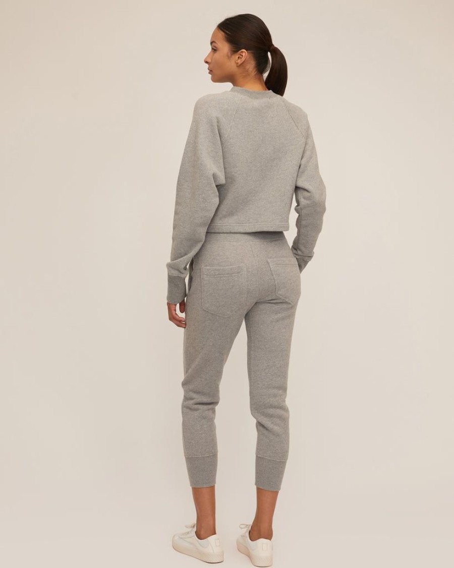 Women Marissa Webb | So Uptight Cropped Raglan French Terry Sweatshirt In Heather Grey