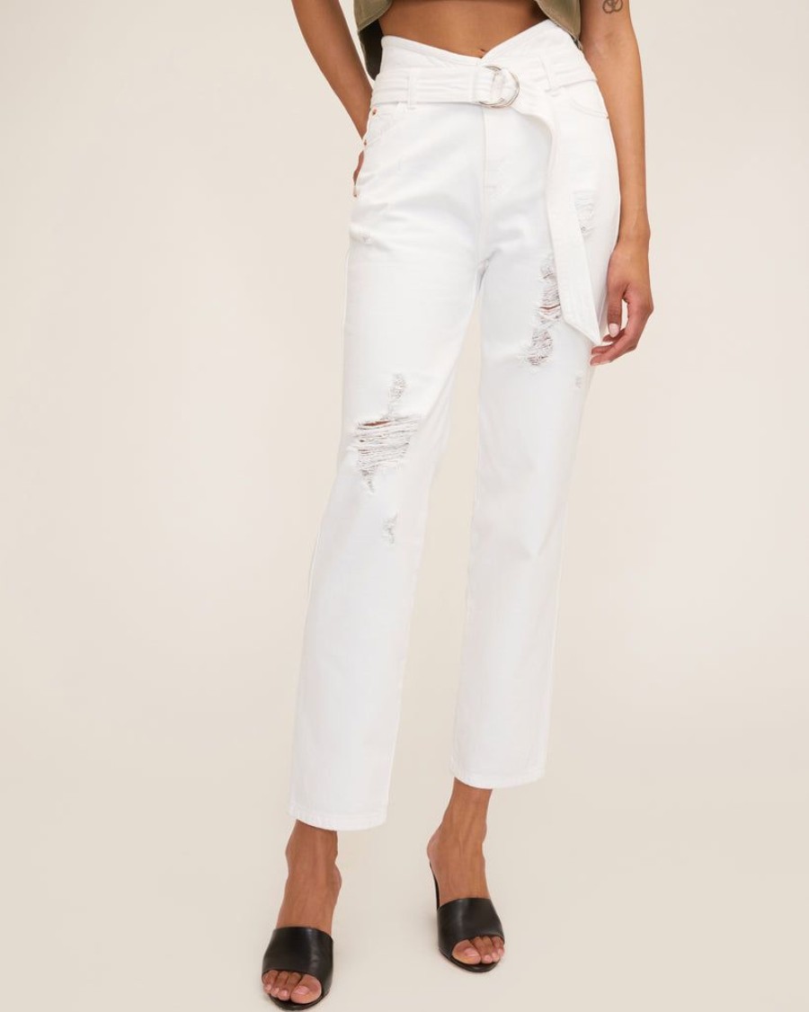 Women Marissa Webb | Travis Denim Pant In Off White Stone Wash