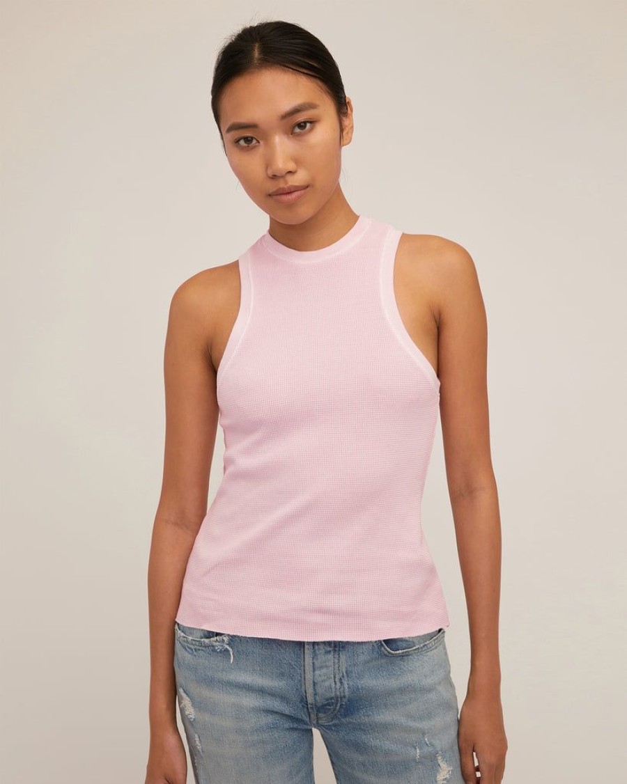 Women Marissa Webb | Stretch Waffle Bay Slim Knit Tank In Peony