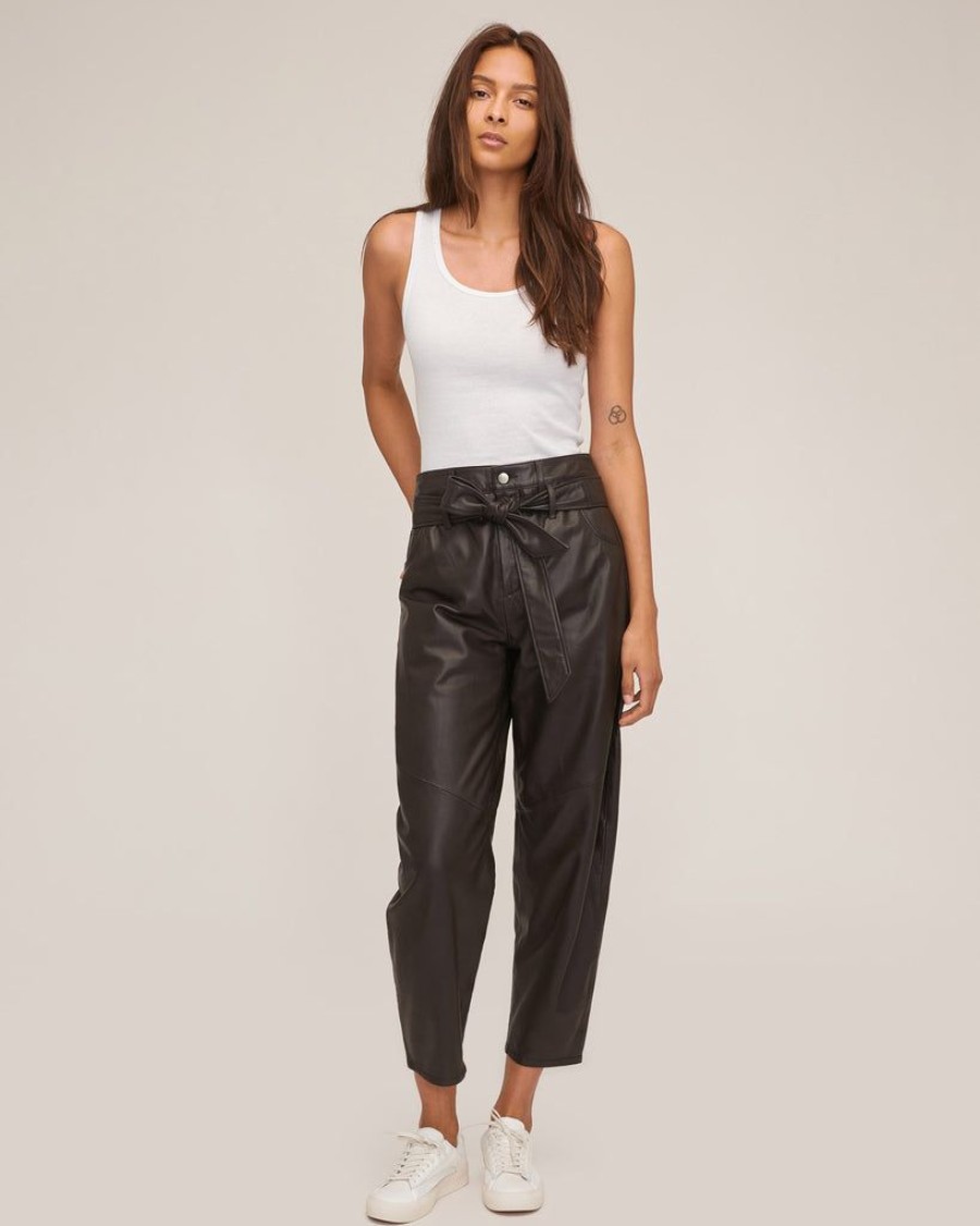 Women Marissa Webb | Stevie Barrel Leg Leather Pant In Chocolate