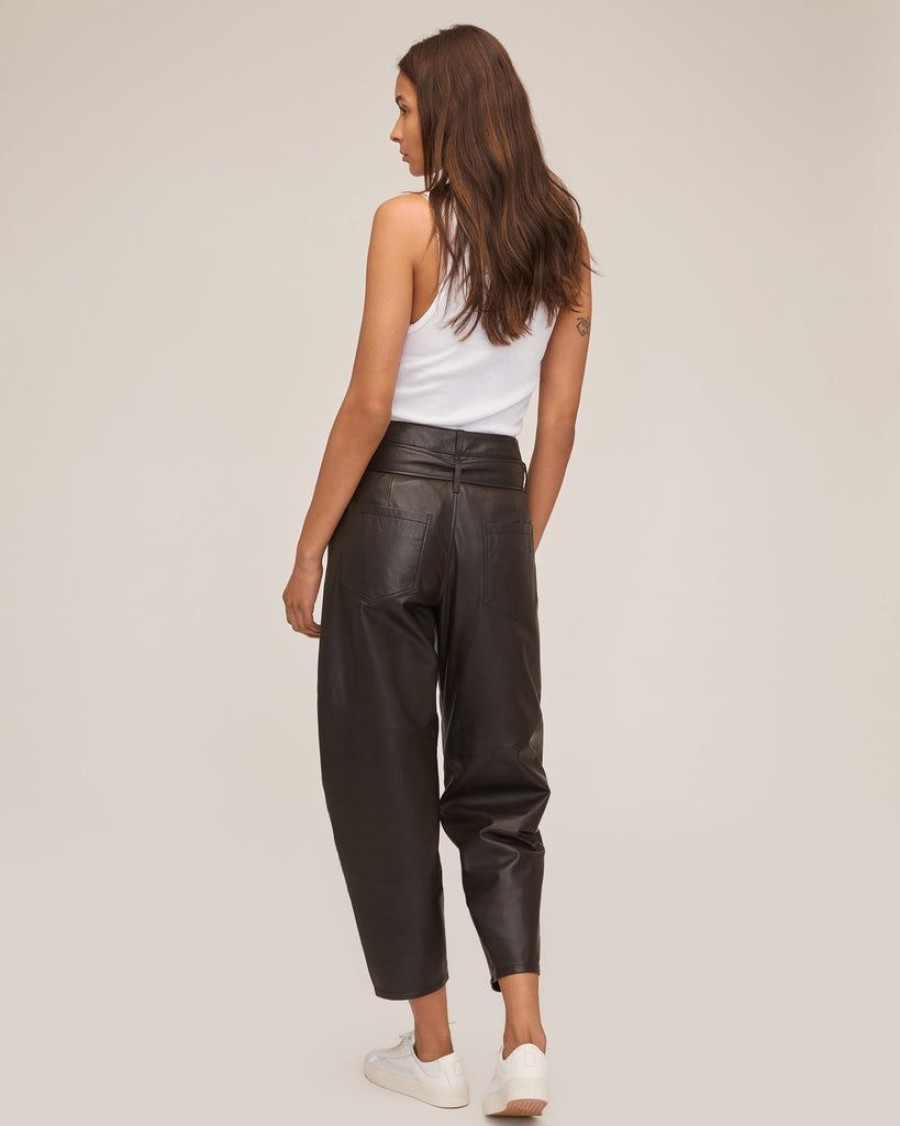 Women Marissa Webb | Stevie Barrel Leg Leather Pant In Chocolate