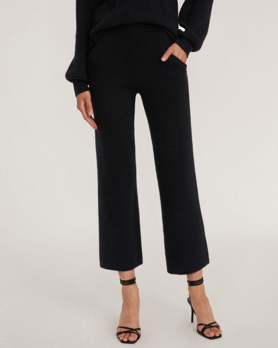 Women Marissa Webb | Arie Ribbed Cashmere Blend Pant In Black