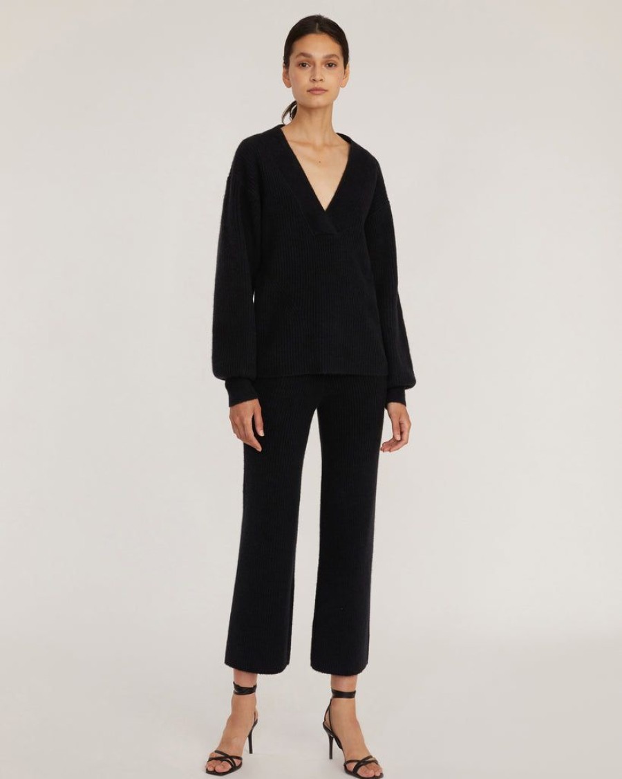 Women Marissa Webb | Arie Ribbed Cashmere Blend Pant In Black