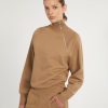 Women Marissa Webb | So Uptight French Terry Funnel Neck Zip Sweatshirt In Light Mocha