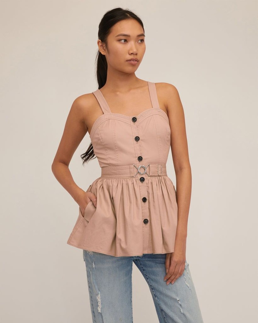 Women Marissa Webb | Brielle Canvas And Tulle Seamed Trench Vest Sandshell