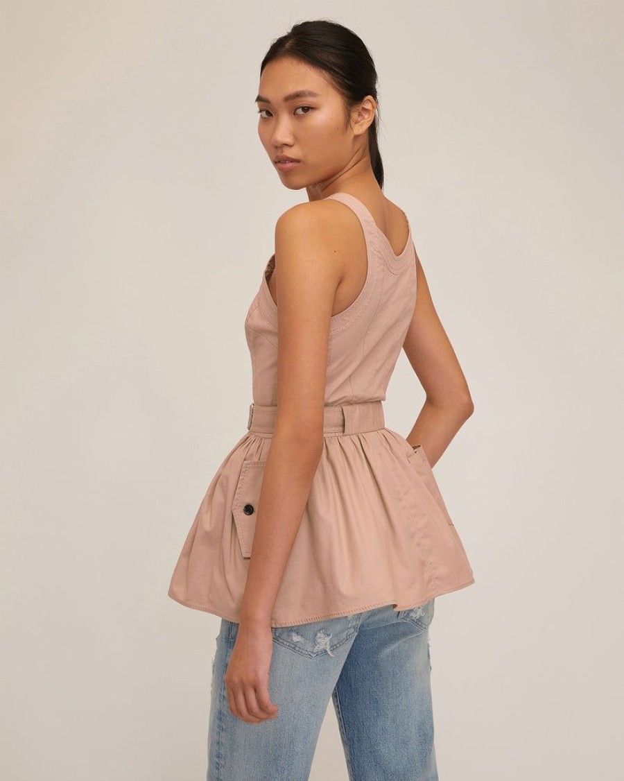 Women Marissa Webb | Brielle Canvas And Tulle Seamed Trench Vest Sandshell