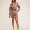 Women Marissa Webb | Brett Lightweight Flannel U-Back Mini Dress Mesa Tan Plaid